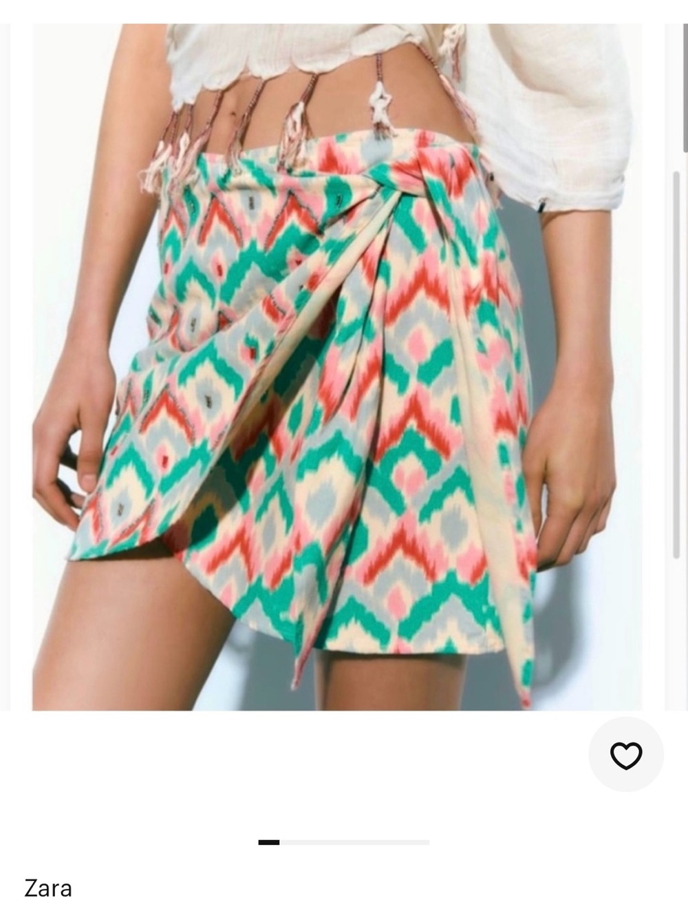 Zara Turquoise, Coral & Cream Wrap Mini Skirt